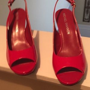 A sling red shoes